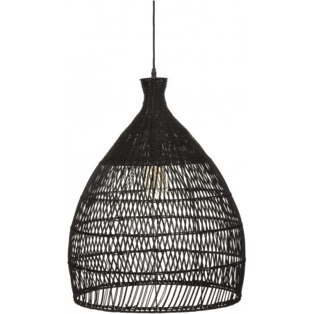 Suspension luminaire Léa en rotin - Noir - D 49 x H 62,5 cm
