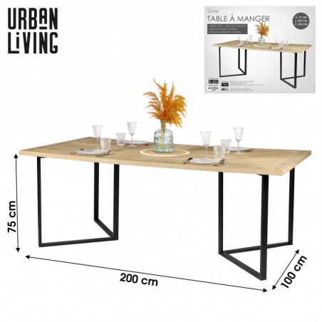 Table à manger - Bois et noir - métal et bois - L 200 x P 100 x H 75 cm