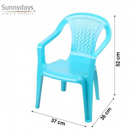 Chaise de jardin enfant - Camélia Bleu - Plastique - L 37 x P 35 x H 52 cm