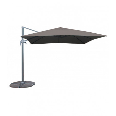 Parasole déporté carré ouverture manivelle - Gris anthracite - Polyester et aluminium - L 300 x P 300 x H 255 cm