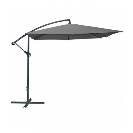 Parasol déporté carré ouverture manivelle - Gris anthracite - Polyester et aluminium - L 250 x P 250 x H 250