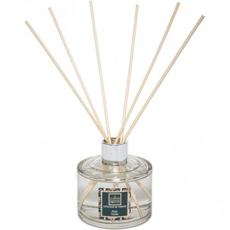 Diffuseur Neda 200ml en verre + 6 bâtons - Parfum fève de tonka - H 8.5 cm