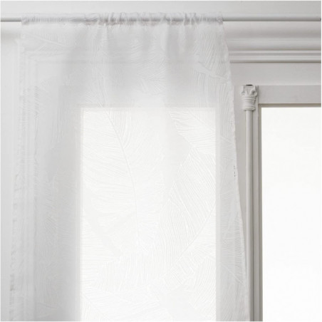 Lot de 2 voilages motifs dévorés végétaux - Blanc - L 60 x H 120 cm