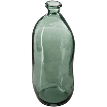 Vase bouteille en verre recyclé - Vert - H 35 cm