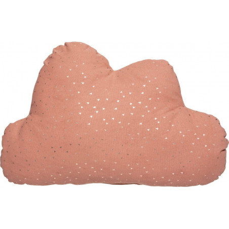 Coussin berlingot en forme de nuage avec impressions dorées - Rose - L 45 x H 28 cm