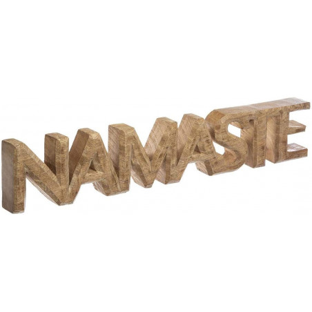 Décoration mot en bois à poser namaste - Marron - L 54 x H 10 cm