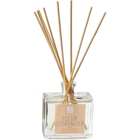 Diffuseur en verre 160ml + 8 bâtonnets - Parfum fleur d'oranger - H 25 cm