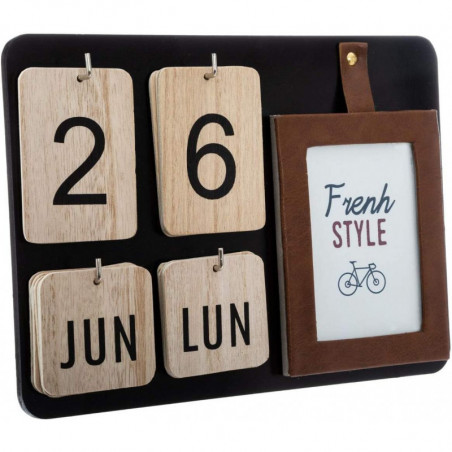 Calendrier perpétuel French style - Noir/beige/marron - L 22 x H 30 cm