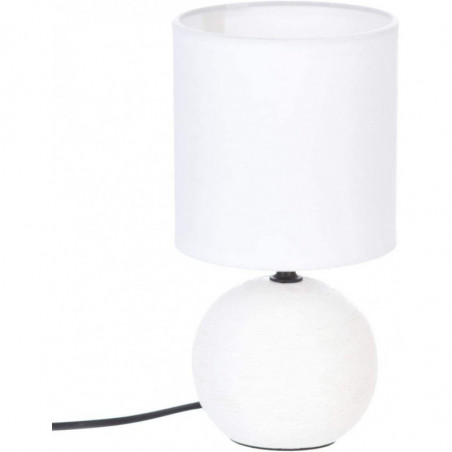 Lampe boule en céramique striée - Blanc - D 13 x H 24,7 cm