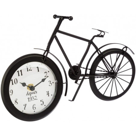 Horloge à poser en forme de vélo - Noir - L 28,5 x H 18 cm