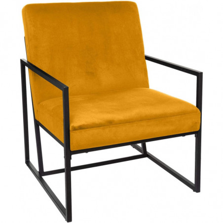 Fauteuil en velours avec accoudoirs Agathga - Jaune ocre - L 63 x H 84 cm