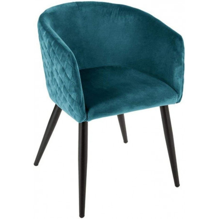 Fauteuil en velours Marlo - Bleu canard - L 56 x H 76 cm