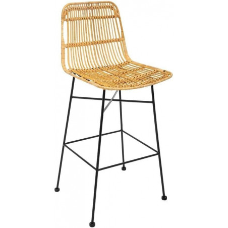 Chaise de bar en rotin Kubu - Beige - H 100 cm