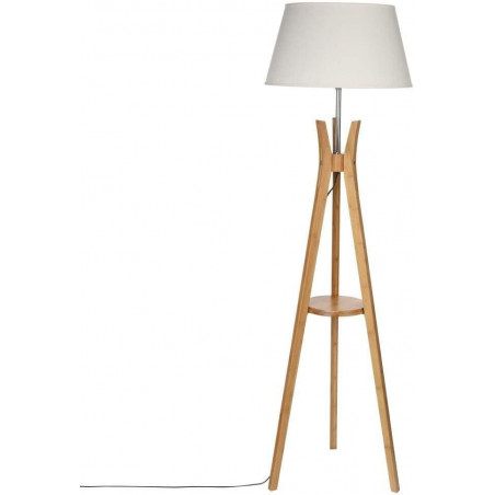 Lampadaire avec trépied en bambou Kalo - Beige - D 46 x H 156 cm