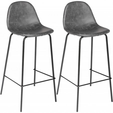Lot de 2 chaises de bar Vladi - Gris - L 43 x H 95 cm