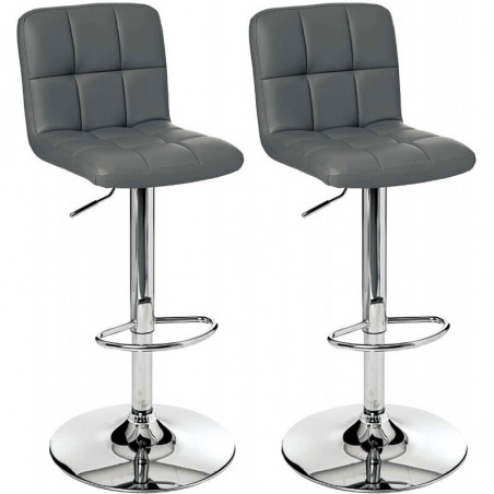 Lot de 2 chaises de bar en simili cuir Delek - Gris - L 44,5 x H 90 cm