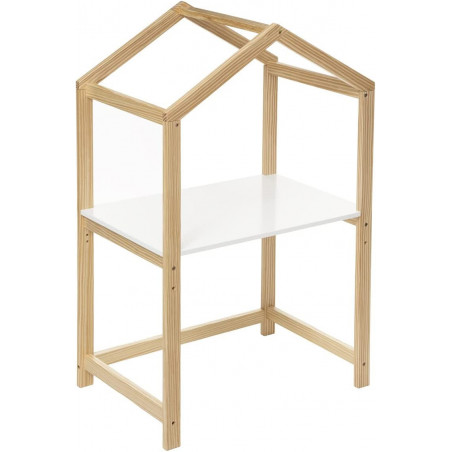 Bureau enfant en forme de maisonnette en bois - Beige - L 60 x P 40 x H 101 cm