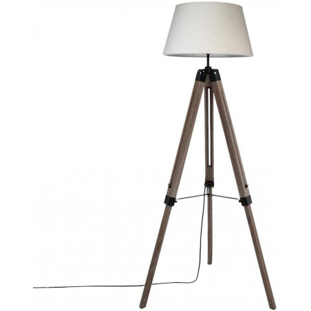 Lampadaire à trépied en bois de pin Runo - Blanc - H 145 cm