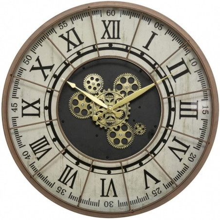 Horloge pendule murale rétro en métal - Marron - D 57 cm