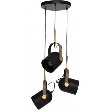Suspension luminaire avec 3 lampes de style indistriel - Noir - D 25 x H 83 cm
