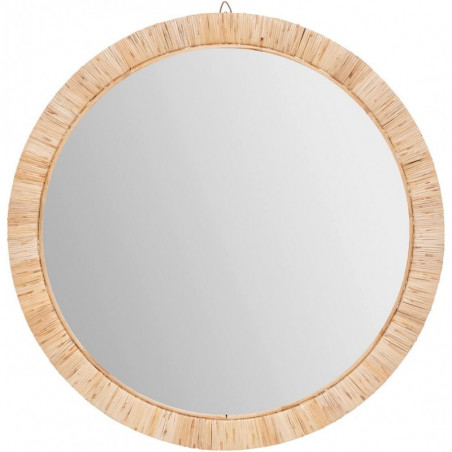 Miroir mural rond en rotin Melany - Beige - D 60 cm - Collection Morning sunrise