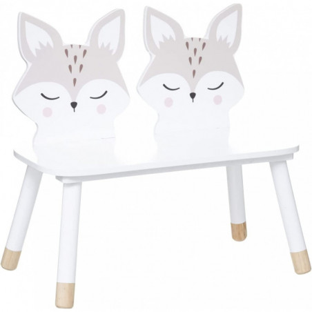 Banc enfant douceur renard - Blanc - L 56 x P 28 x H 52,5 cm