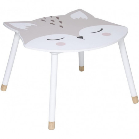 Table enfant douceur renard en bois - Blanc - L. 62 x P. 64 x H. 43 cm