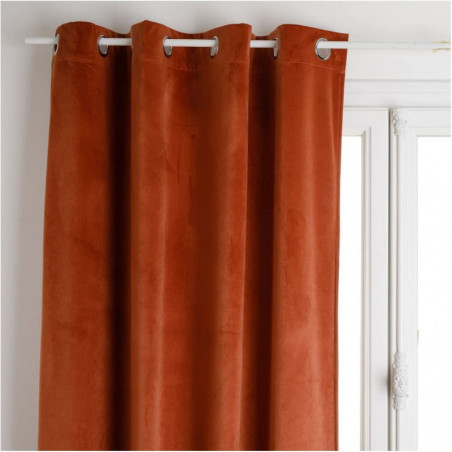 Rideau 8 oeillets occultant en velours - Marron - 140 x 260 cm