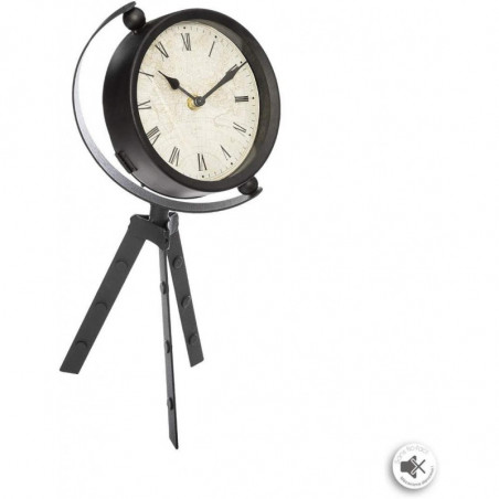 Horloge à poser sur trépied en métal - Noir - H 37.5 cm