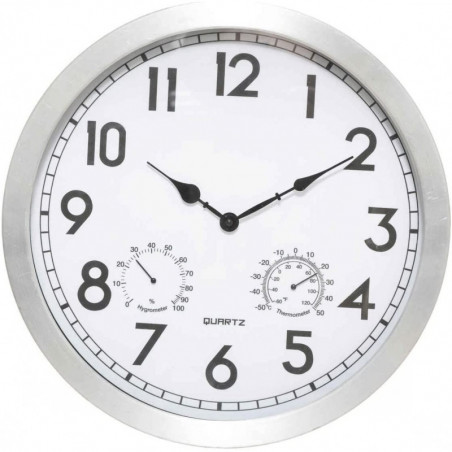 Horloge d'extérieur en aluminium - Argenté - D 40 cm