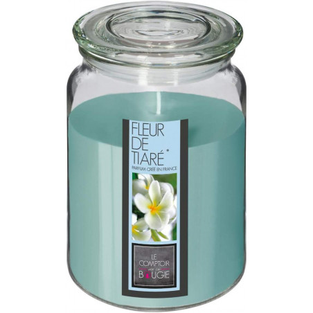 Bougie jarre parfumée en verre 510 gr Nina - Parfum fleur de tiaré - H 14.5 cm