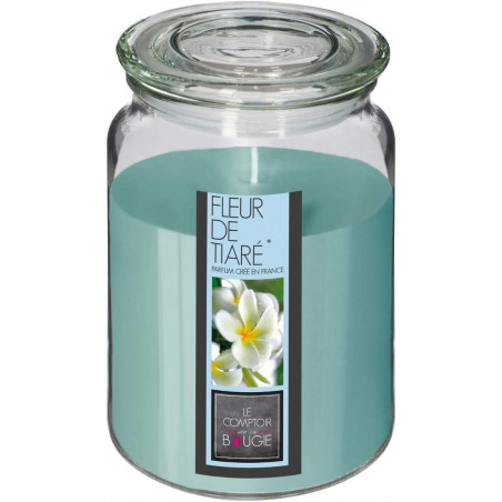 Bougie jarre parfumée en verre 510 gr Nina - Parfum fleur de tiaré - H 14.5 cm