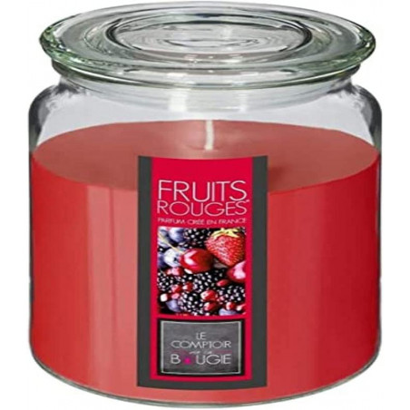 Bougie jarre parfumée en verre 510 gr Nina - Parfum fruit rouge - H 14.5 cm