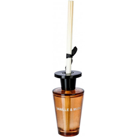 Diffuseur de parfum en verre 150ml - Parfum vanille et musc - orange - H 13.5 cm
