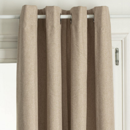 Rideau 8 oeillets occultant total en tissu - Beige - 140 x 260 cm