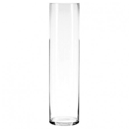 Vase cylindrique en verre - Transparent - H 60 cm