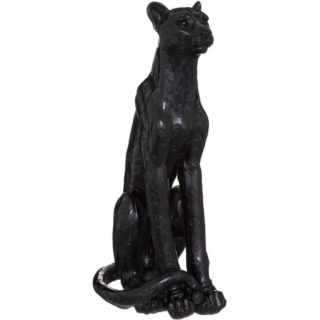 Statuette léopard en résine - Noir - H 90 cm - Collection Artifice