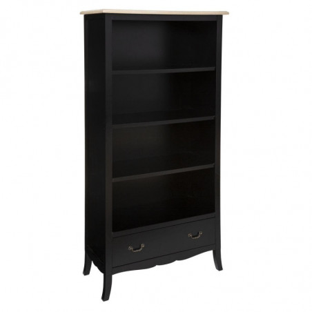 Meuble bibliothèque 1 tiroir Chrysa en bois - Noir - L 82 x P 36,5 x H 175 cm