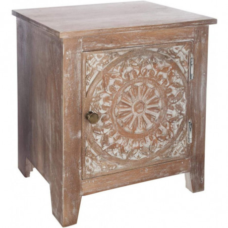 Table de chevet Shirel en bois - Beige - L 40 x P 35 x H 44,5 cm