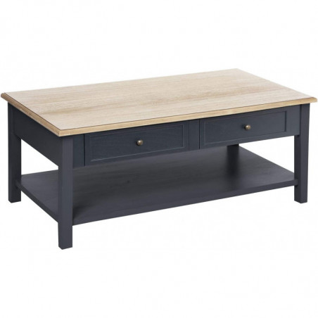 Table basse 4 tiroirs Damian en bois - Gris - L 109 x P 45 x H 60 cm