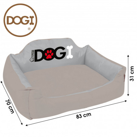 Sofa matelassée pour chien en tissu bicolor DOGI - Taupe et Gris clair - L 83 x P 70 x H 31cm