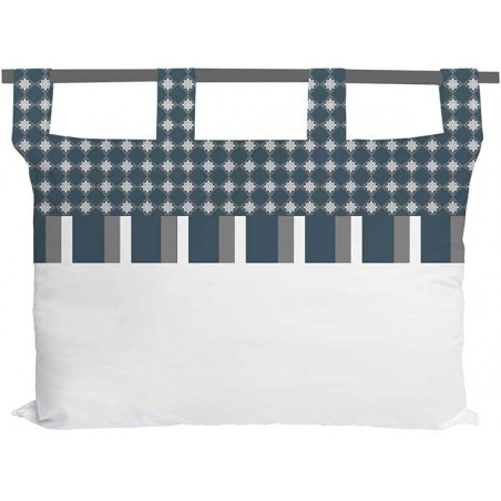 Tête de lit déhoussable à motifs en coton - Bleu/blanc - 45 x 70 cm