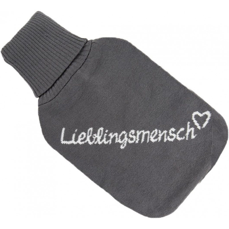 Bouillotte avec housse en tissu - Gris - L 21 cm x l 6.5 cm