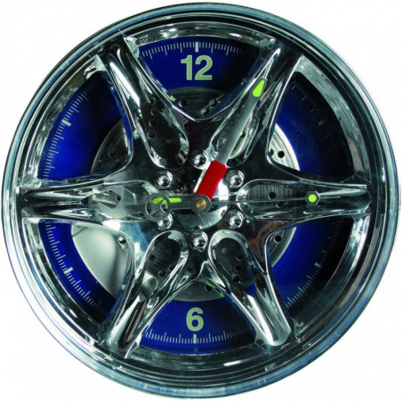 Horloge jante LED en plastique - Bleu/argenté - D 27 x P 9.5 cm