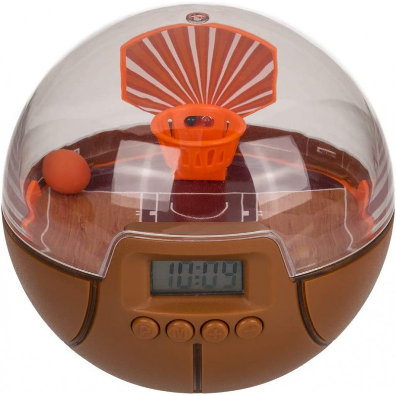 Reveil Basket-ball - Marron et orange - Plastique - L 11.5 cm x l 11.5 cm