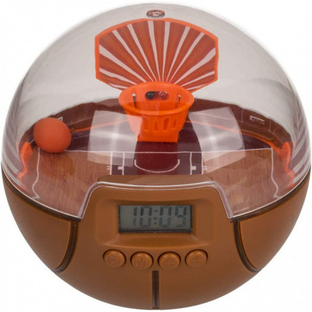 Reveil Basket-ball - Marron et orange - Plastique - L 11.5 cm x l 11.5 cm