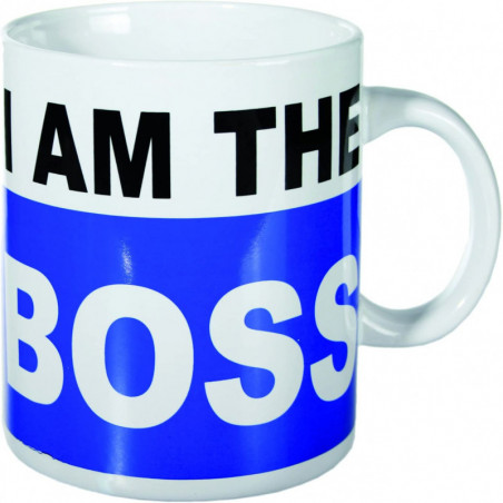 Tasse mug "I am the boss" 700 ml - Bleu/blanc - D 11 x H 13 cm