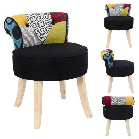 Tabouret à forme géométrique dossier multicolore - Noir - H 58 cm