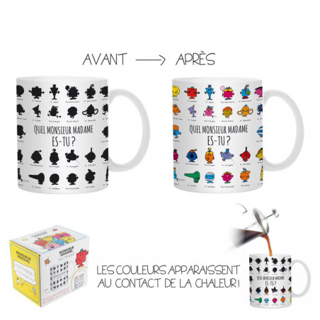 Mug thermoréactif Monsieur Madame - Blanc / Multicolore - 320 ml