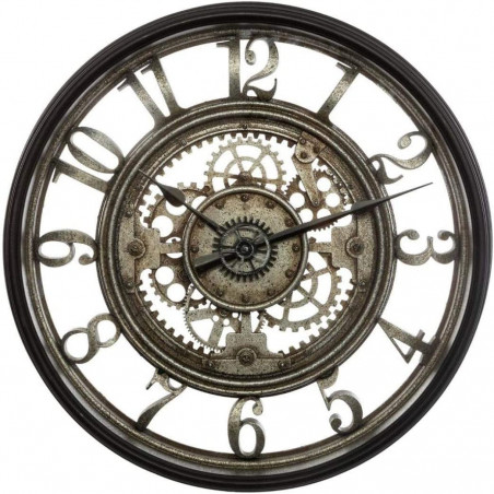 Horloge mécanique en plastique - D 51 cm - Gris foncé